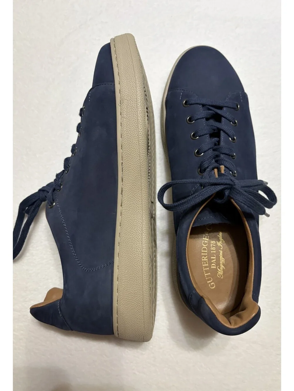 Gutteridge 1878 Men's Blue Nubuck Leather Sneakers EU 45 US 11 Italian Designer